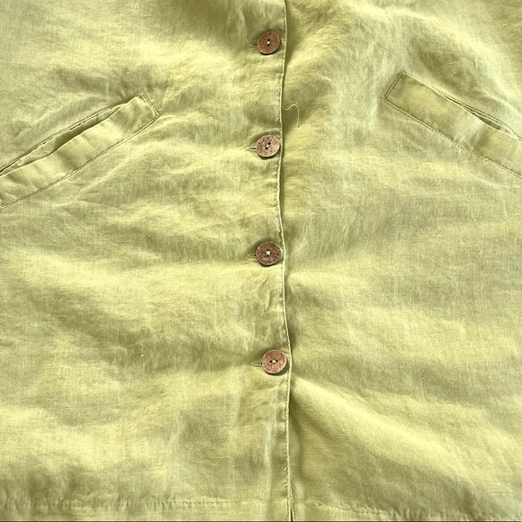 Free People Green Linen Button Front Dress - Picture 4 of 8